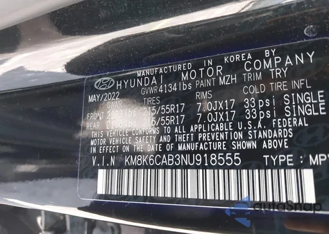 2022 Hyundai Kona Sel from USA, damaged, VIN KM8K6CAB3NU918555